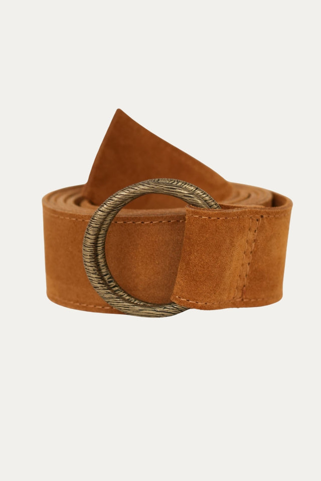 Cintura doppio anello in camoscio - Cuoio