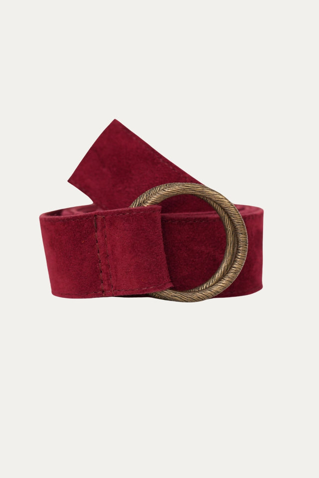 Cintura doppio anello in camoscio - Vino