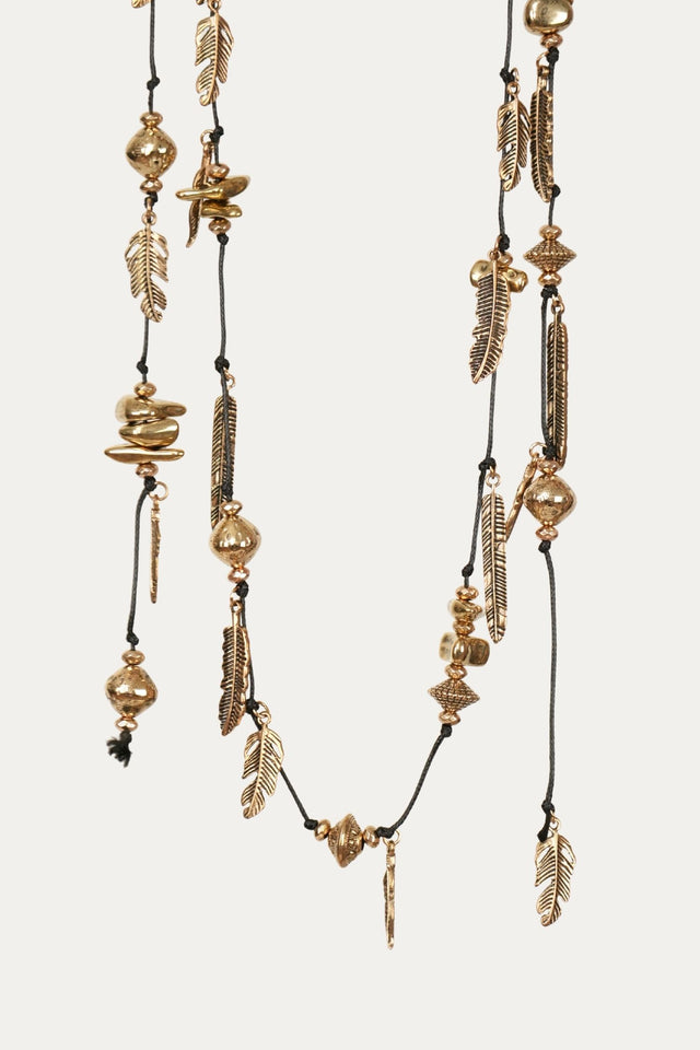 Collana filo regolabili ciondoli foglie d'autunno - Gold