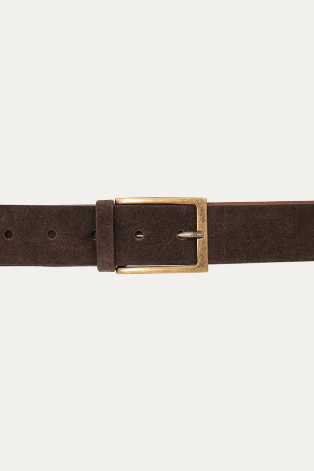Cintura in camoscio con fibbia Ottone - Moro