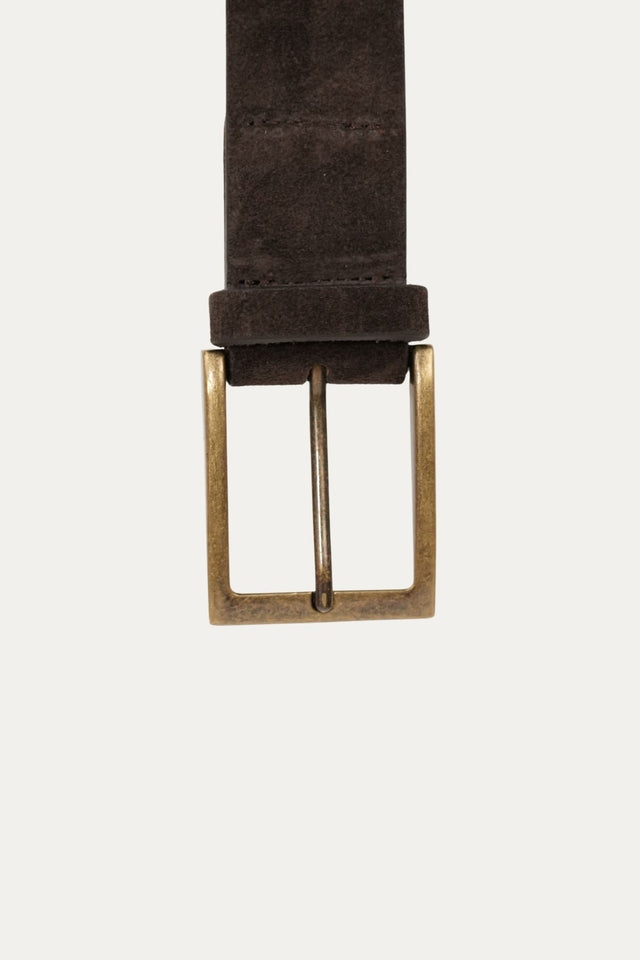 Cintura in camoscio con fibbia Ottone - Moro