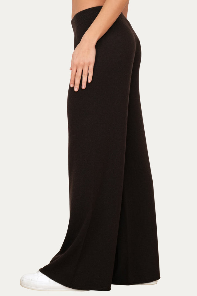 Pantalone palazzo misto cashmere - Caffè