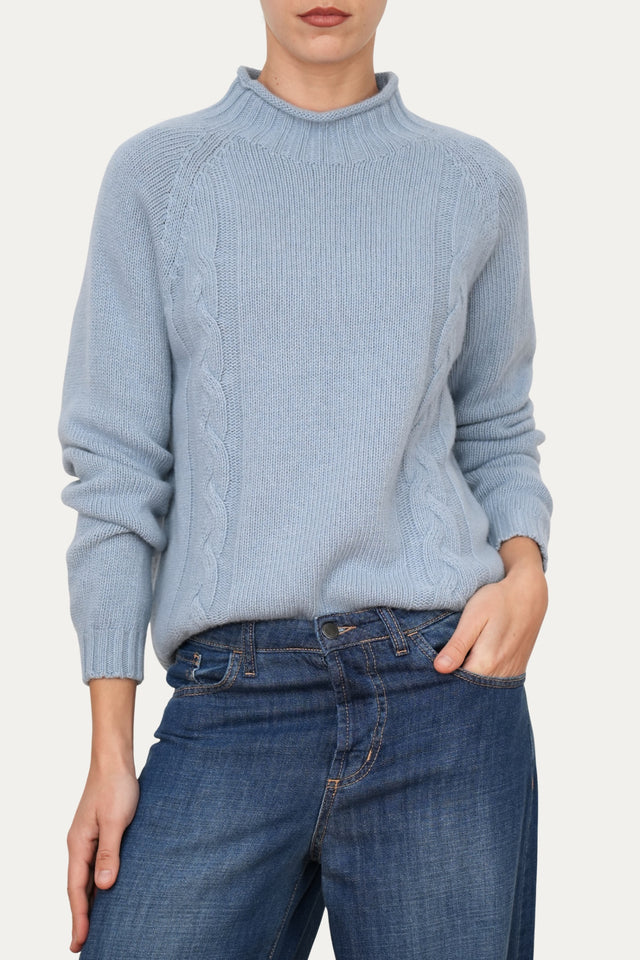 Maglione TRECCE misto cashmere - Nuvoloso