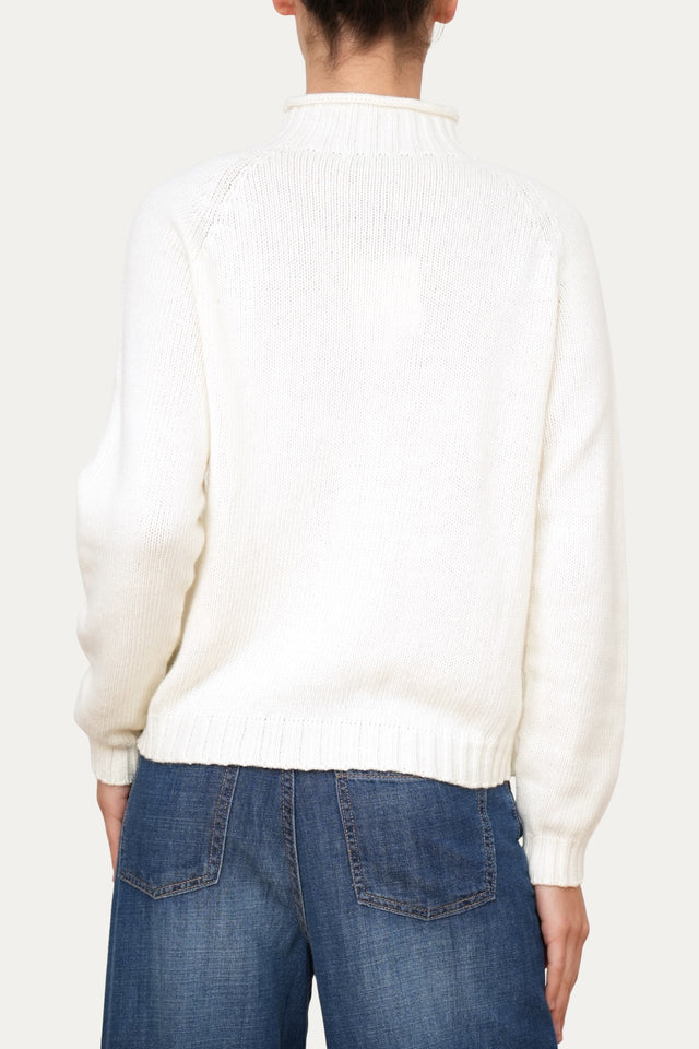 Maglione TRECCE misto cashmere - Panna