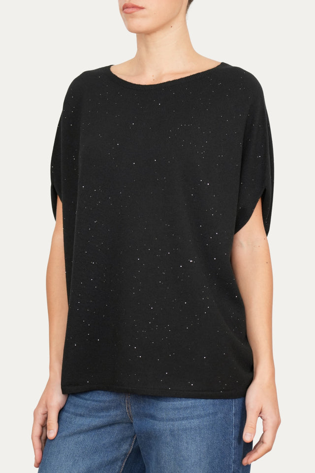 Maglia a manica scesa effetto stellato - Nero
