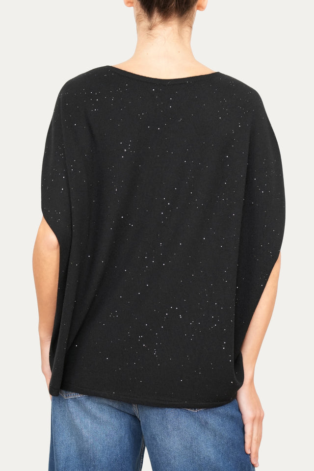 Maglia a manica scesa effetto stellato - Nero