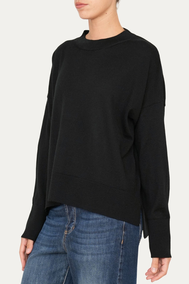Maglia paricollo in lana merino Zegna Baruffa - Nero