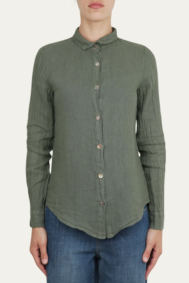 Camicia in lino - Verde militare