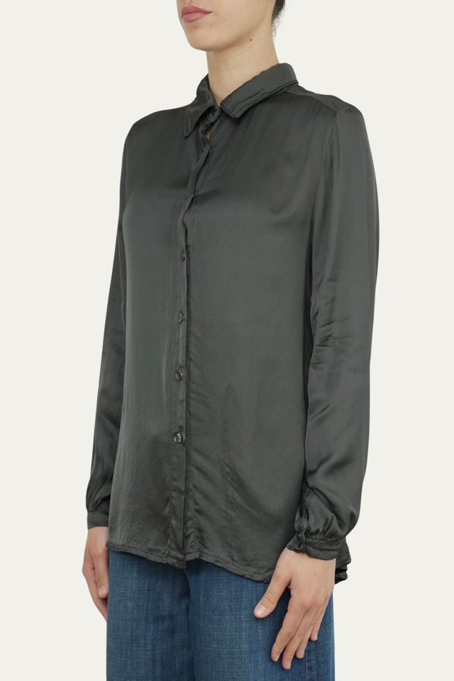 Camicia manica lunga satin - Piombo