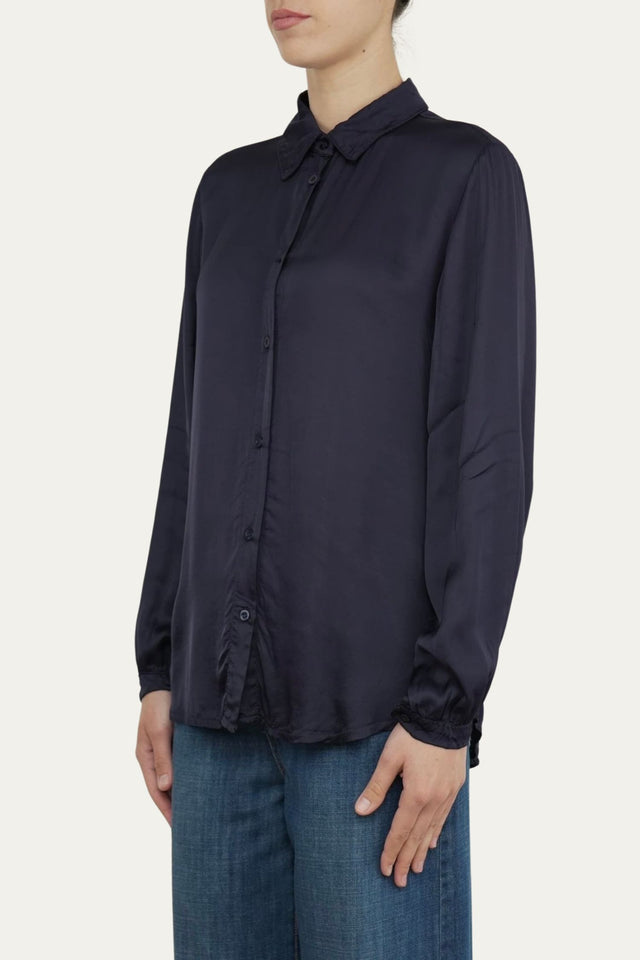 Camicia manica lunga satin - Blu Notte