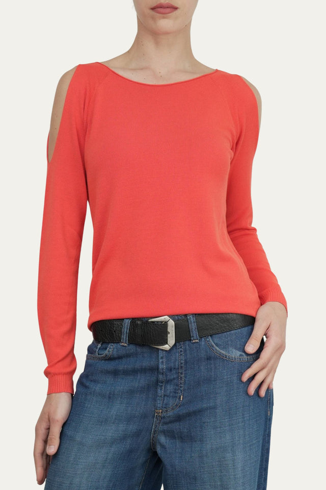 Maglia fori spalle - Corallo
