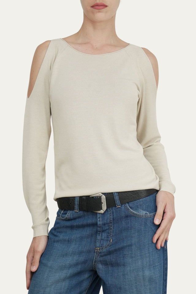 Maglia fori spalle - Sabbia