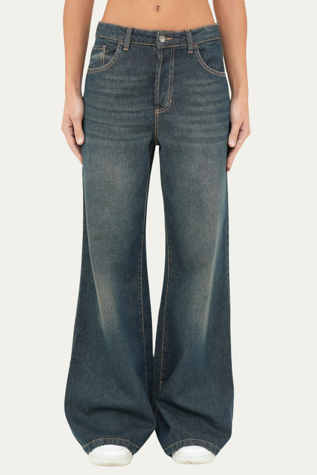 Jeans palazzo DEA tessuto slegato - Denim Thé