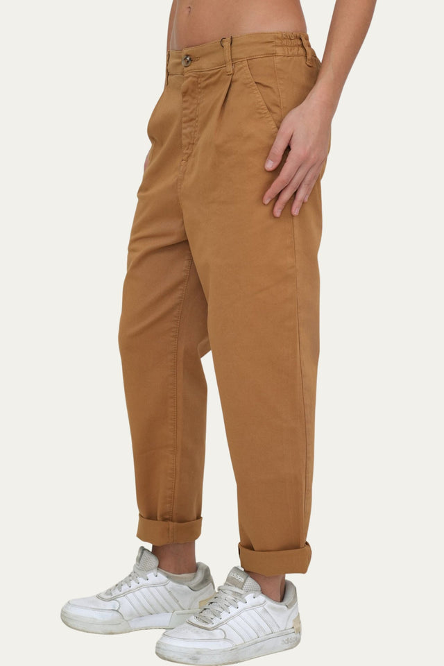 Pantalone boyfriend SALLY cotone elite - Camel