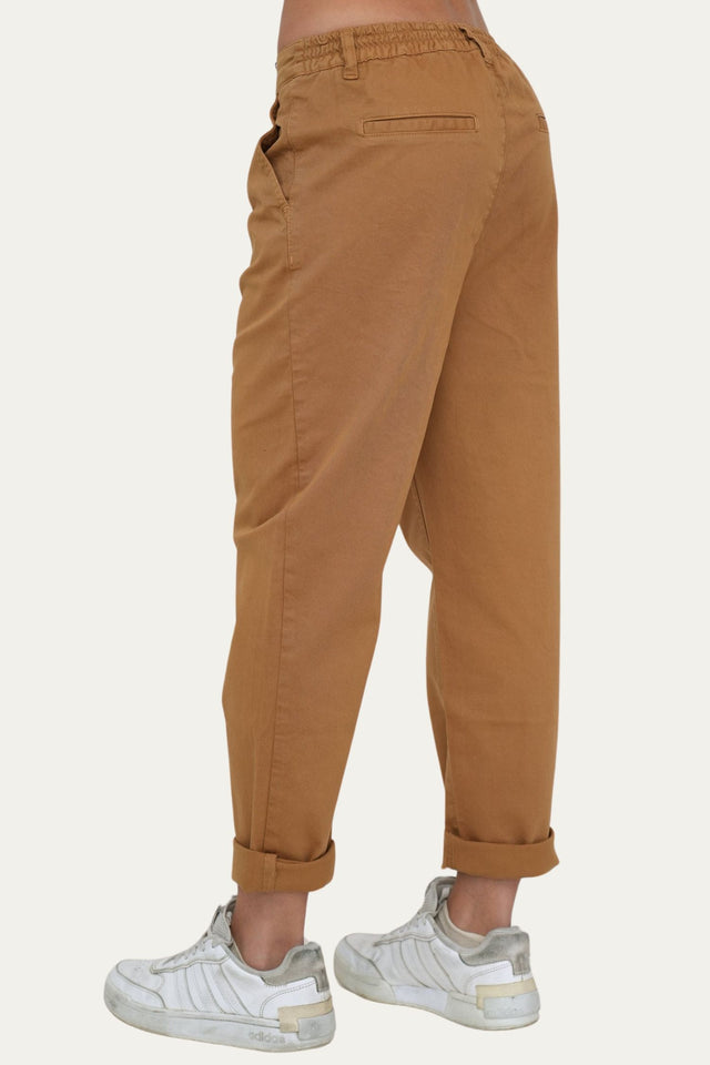 Pantalone boyfriend SALLY cotone elite - Camel
