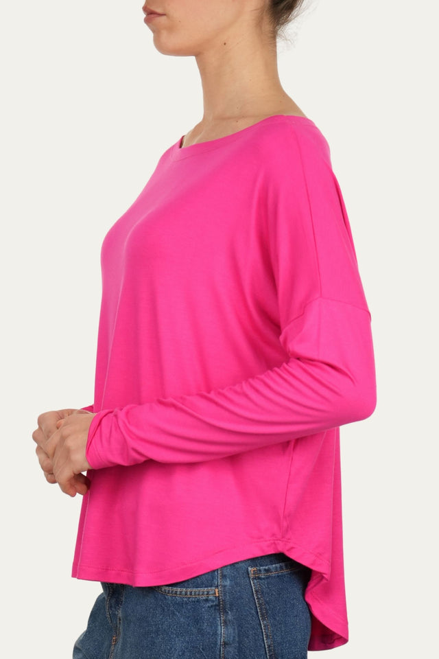 Maglia scollo barca spalla scesa Viscosa - Fucsia