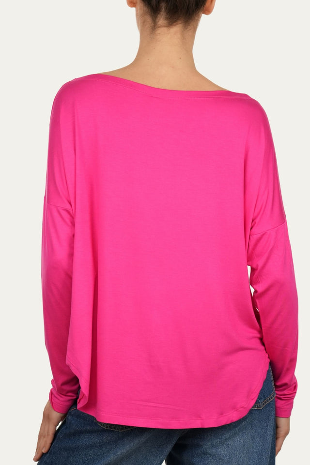 Maglia scollo barca spalla scesa Viscosa - Fucsia