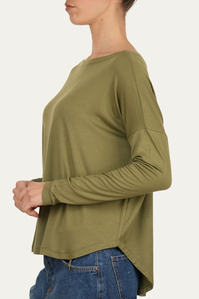 Maglia scollo barca spalla scesa Viscosa - Salvia