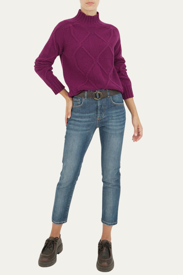 Maglione ROMBI misto cashmere - Porpora