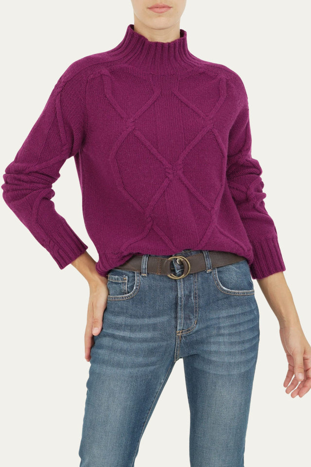 Maglione ROMBI misto cashmere - Porpora