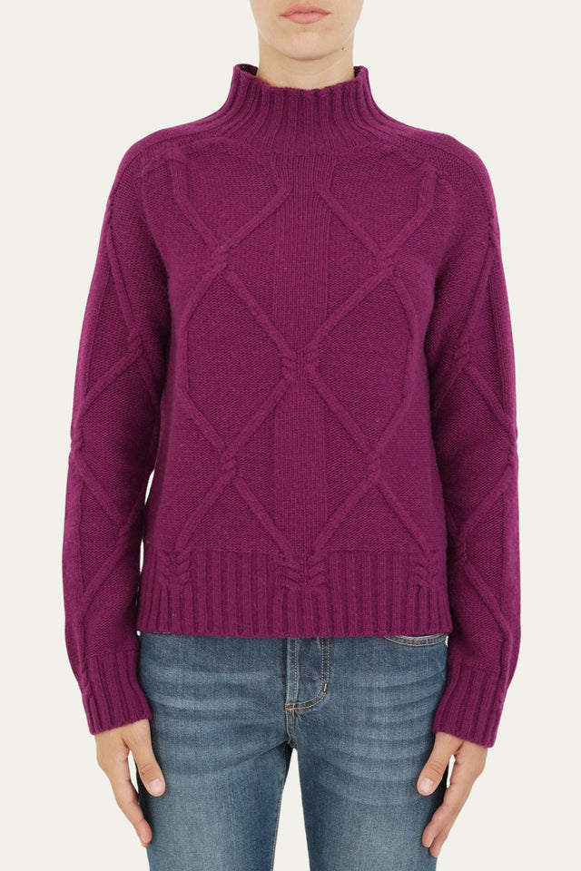 Maglione ROMBI misto cashmere - Porpora