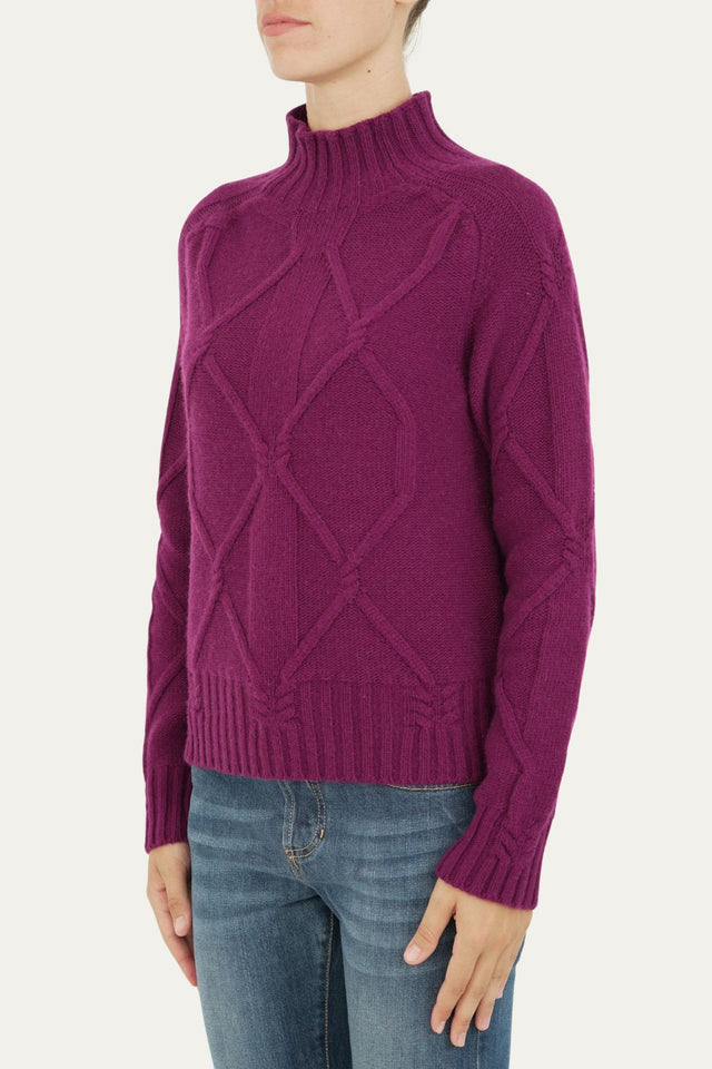 Maglione ROMBI misto cashmere - Porpora