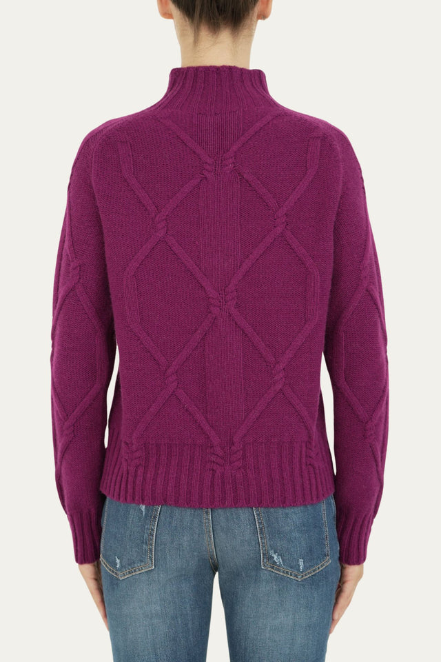 Maglione ROMBI misto cashmere - Porpora