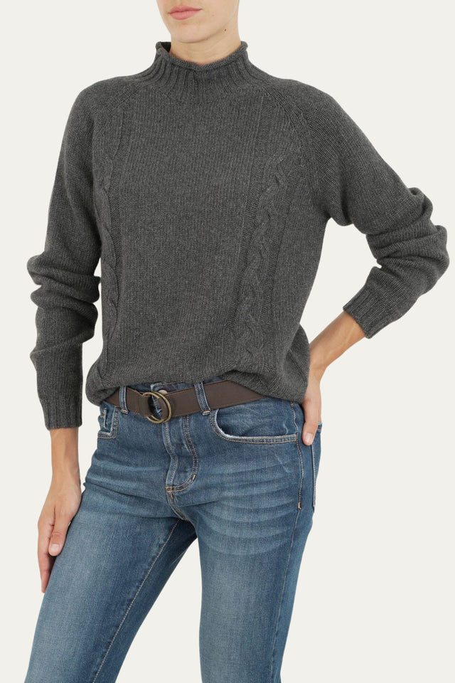 Maglione TRECCE misto cashmere - Antracite