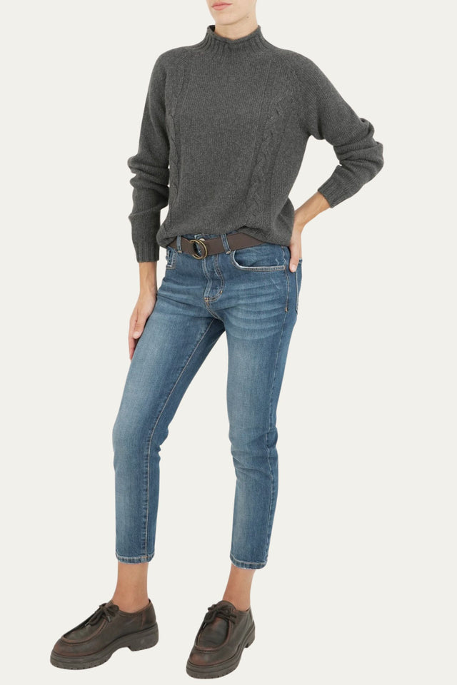 Maglione TRECCE misto cashmere - Antracite