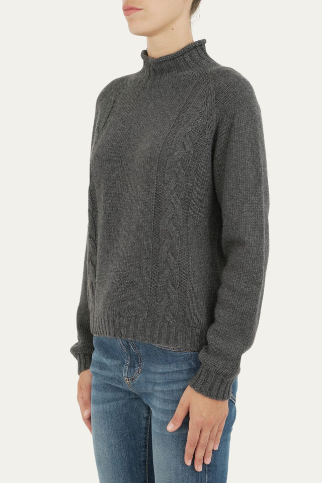 Maglione TRECCE misto cashmere - Antracite