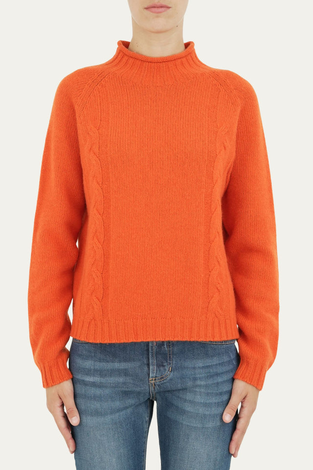 Maglione TRECCE misto cashmere - Arancio