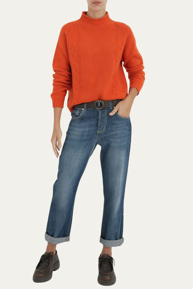 Maglione TRECCE misto cashmere - Arancio