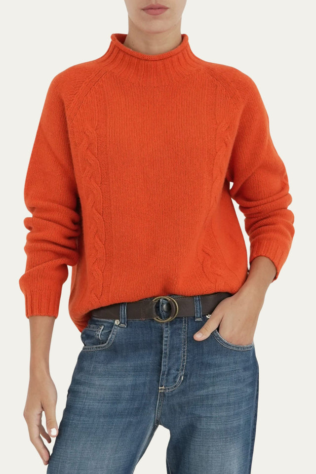 Maglione TRECCE misto cashmere - Arancio