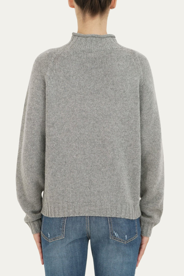 Maglia collo moderato trecce - Grigio Chiaro