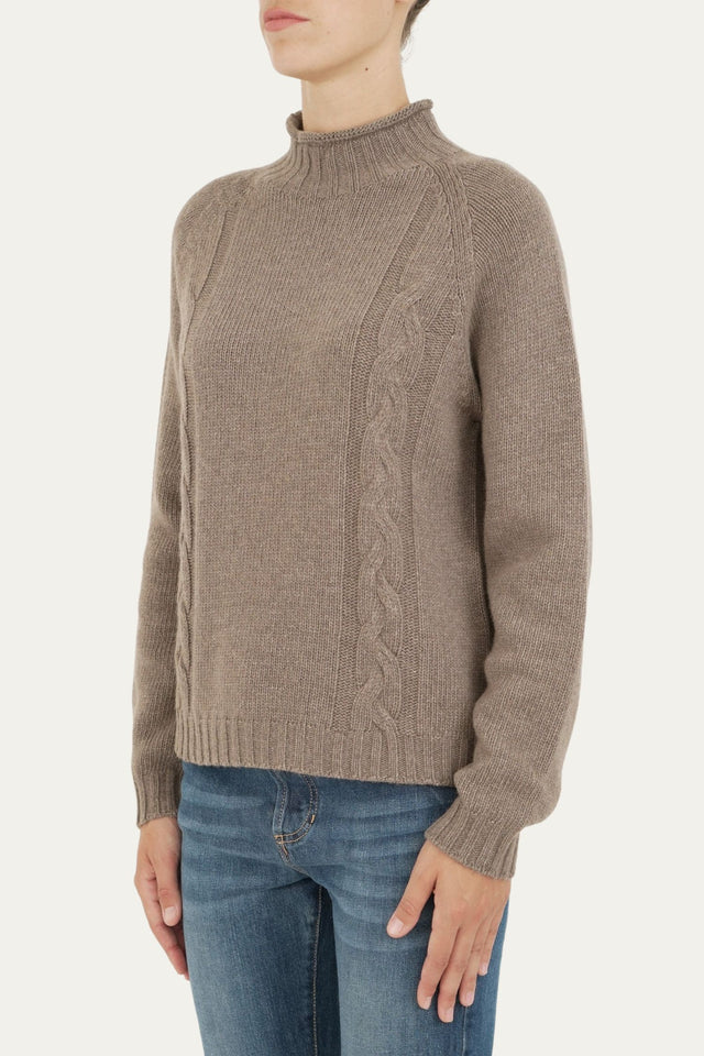 Maglione TRECCE misto cashmere - Noce