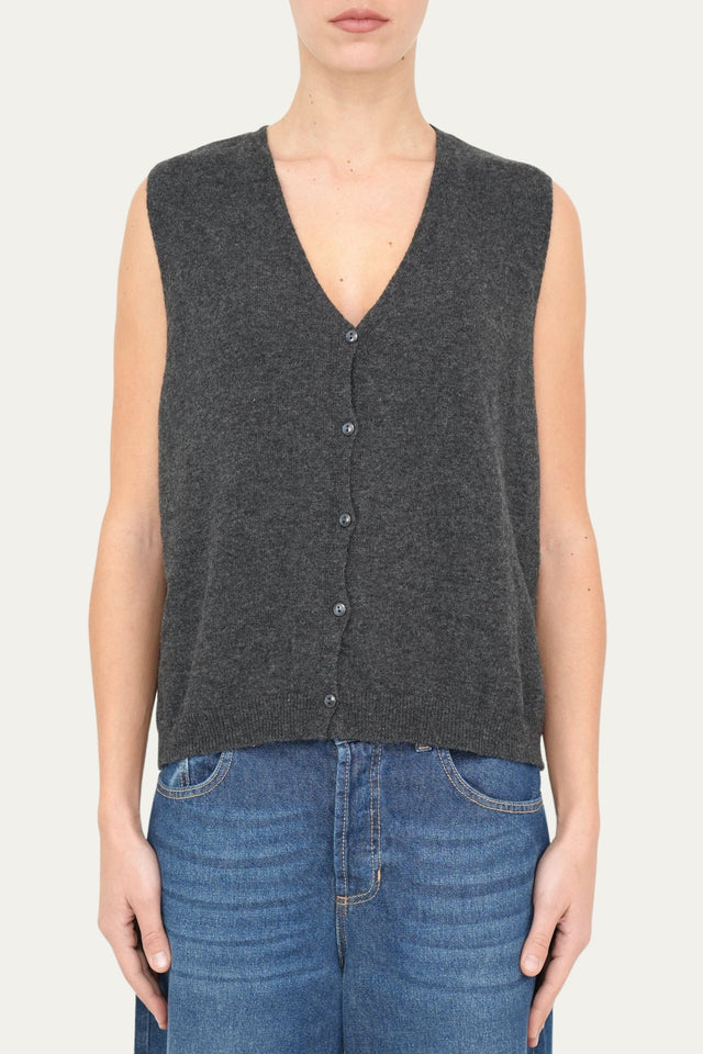 Gilet con bottoncini - Antracite