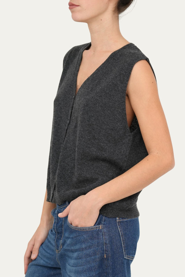 Gilet con bottoncini - Antracite