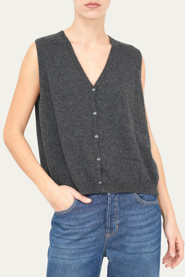 Gilet con bottoncini - Antracite
