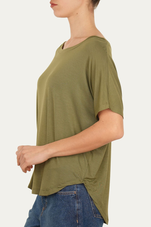 Maglia scollo barca spalla scesa corta Viscosa - Salvia