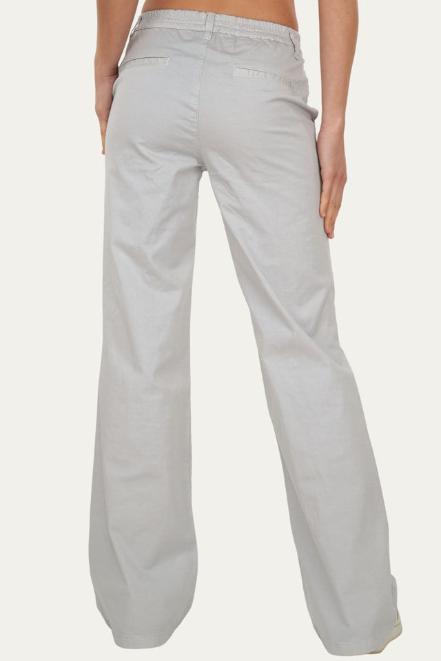 Pantalone palazzo LIA cotone Light - Grigio Pastello