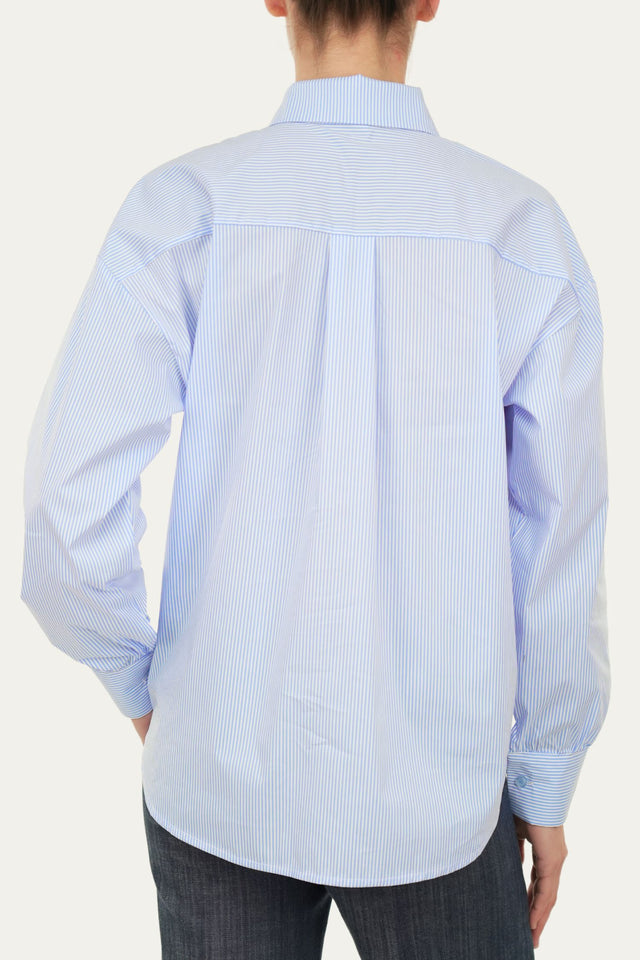 Camicia righe regular fit - Celeste