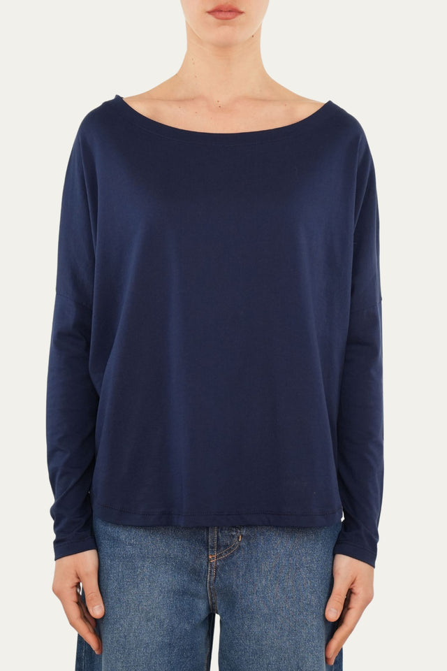 Maglia scollo a barca Cotone - Blu