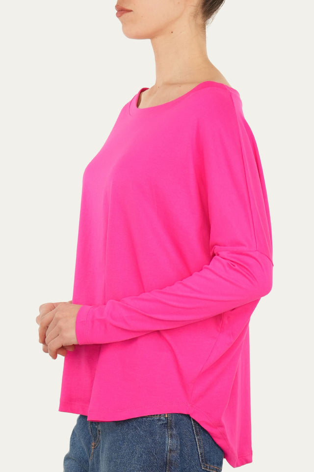 Maglia scollo a barca Cotone - Fuxia