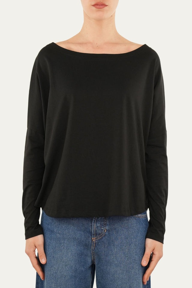Maglia scollo a barca Cotone - Nero
