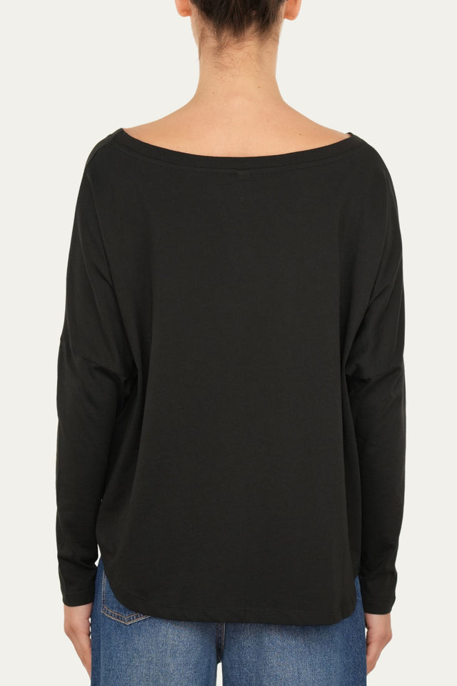 Maglia scollo a barca Cotone - Nero