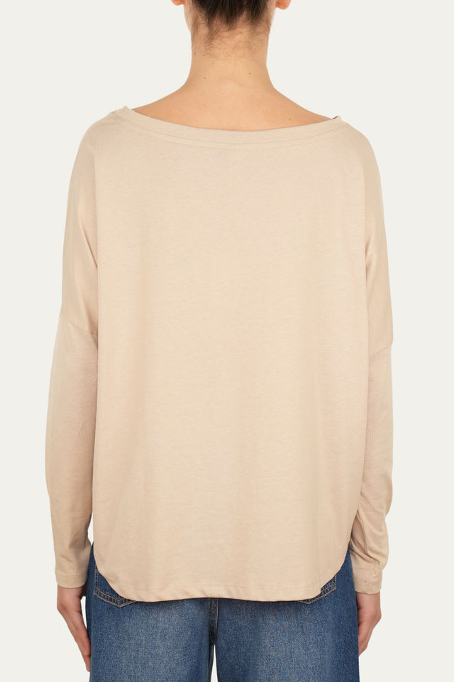 Maglia scollo a barca Cotone - Beige