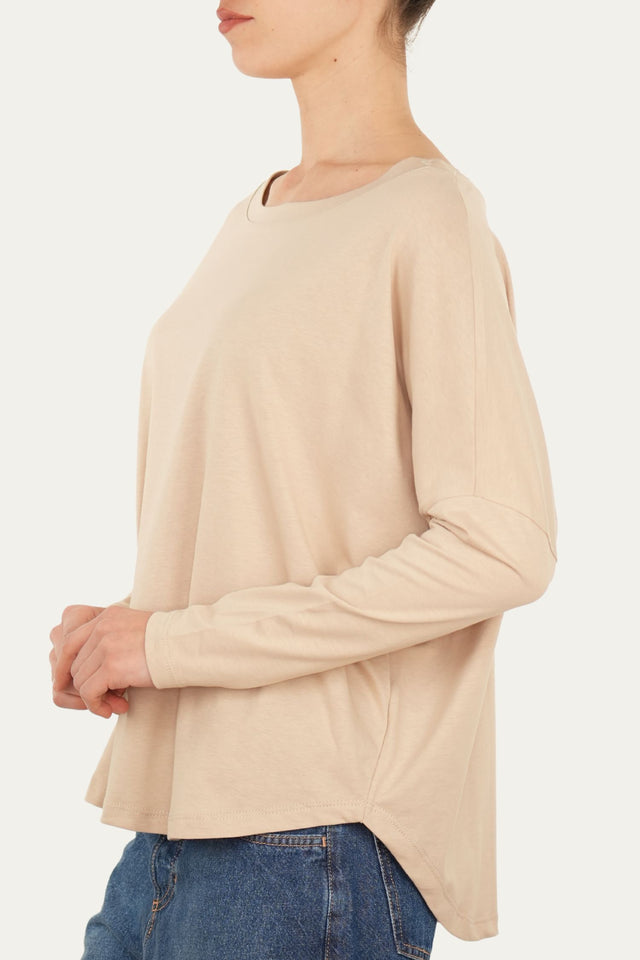 Maglia scollo a barca Cotone - Beige