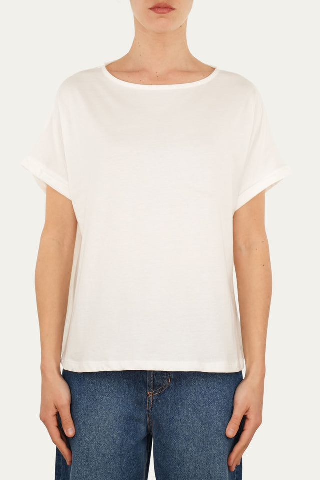 T-shirt a barchetta cotone - Panna