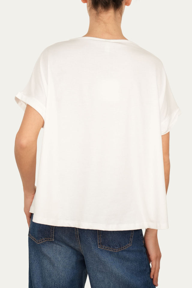 T-shirt a barchetta cotone - Panna