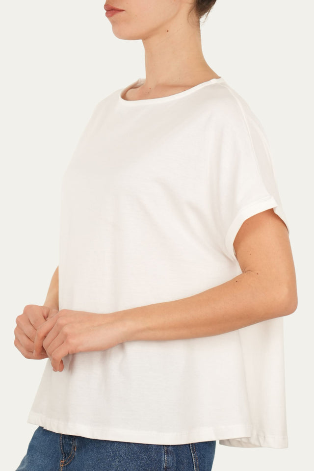 T-shirt a barchetta cotone - Panna
